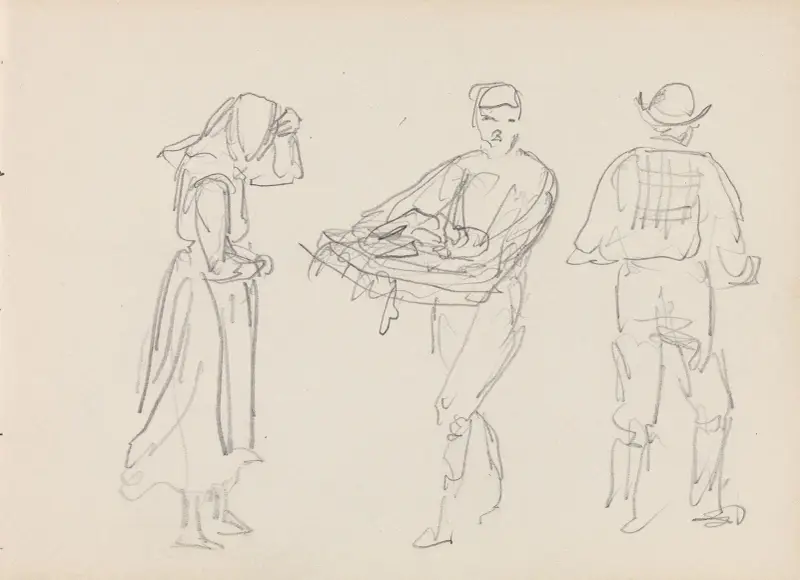 En kvinnefigur og to mannsfigurer av Adolph Tidemand