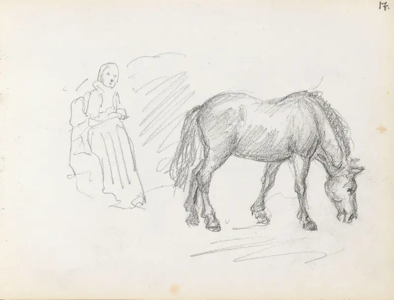 Kvinna och häst av Adolph Tidemand