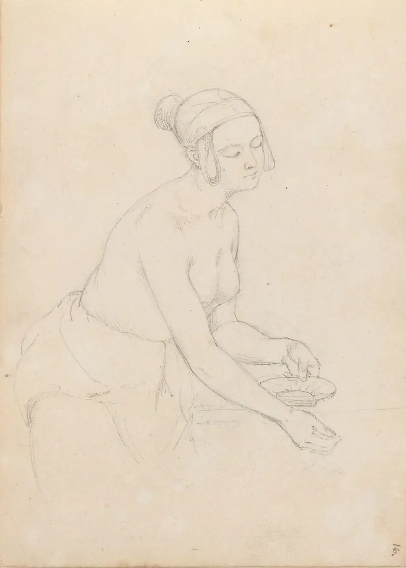 Kvinna med snäcka (troligen 1838 eller 1839) av Adolph Tidemand