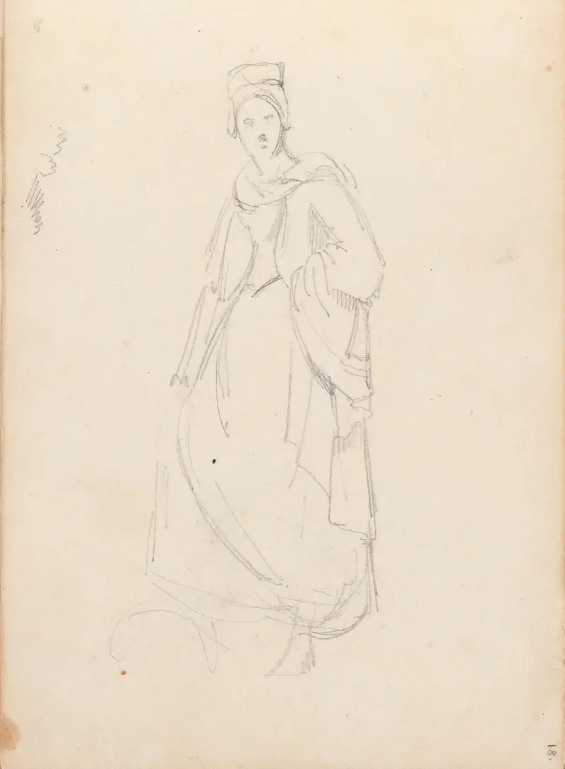 Kvinnlig figur (troligen 1838) av Adolph Tidemand