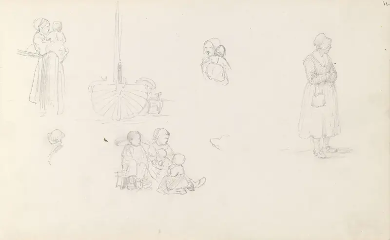 Figur- och båtstudier av Adolph Tidemand