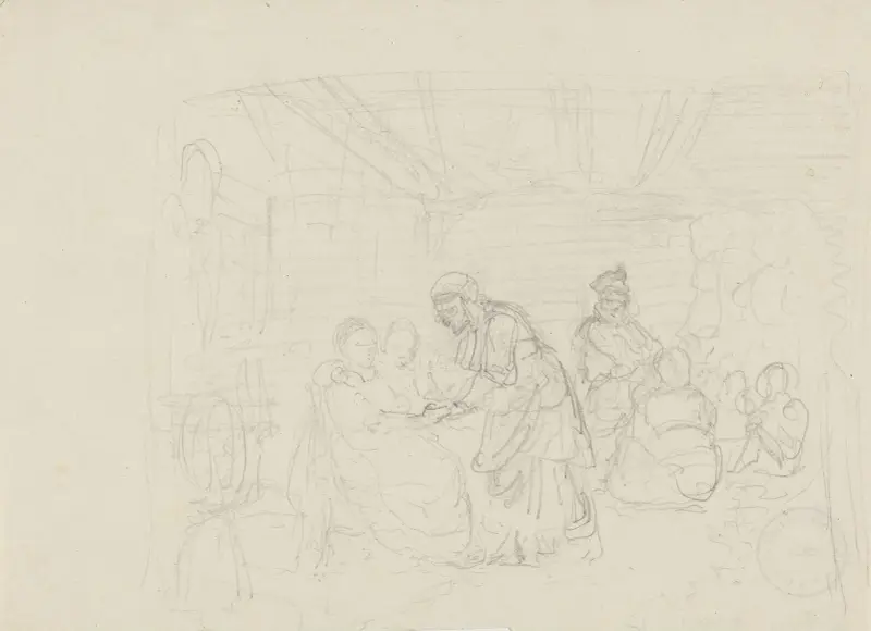 Figurer i bondeinteriør av Adolph Tidemand