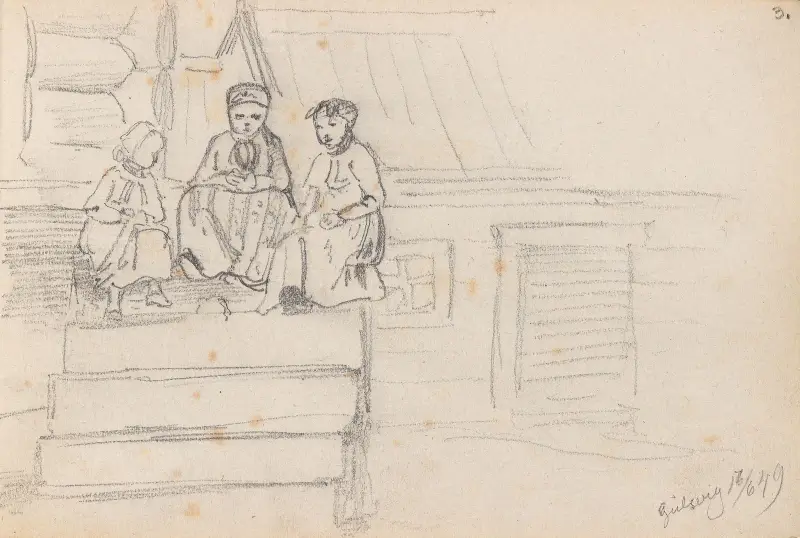 Figurer i trapp, Gulsvik av Adolph Tidemand