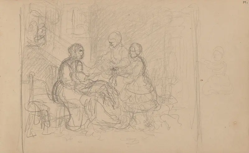 Figurenszene im Interieur, 1855 – Nr. 2 von Adolph Tidemand