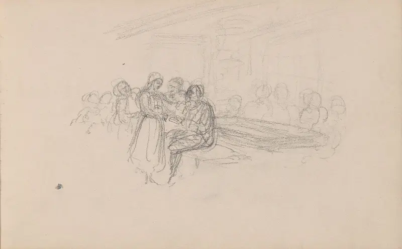 Figurenszene im Interieur, 1855 – Nr. 1 von Adolph Tidemand