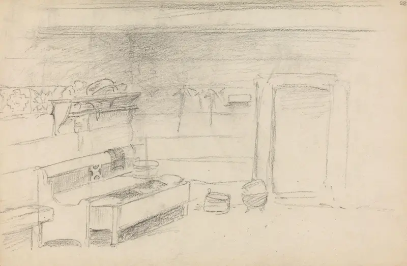Fra en krotet røykstue, Vikøy av Adolph Tidemand
