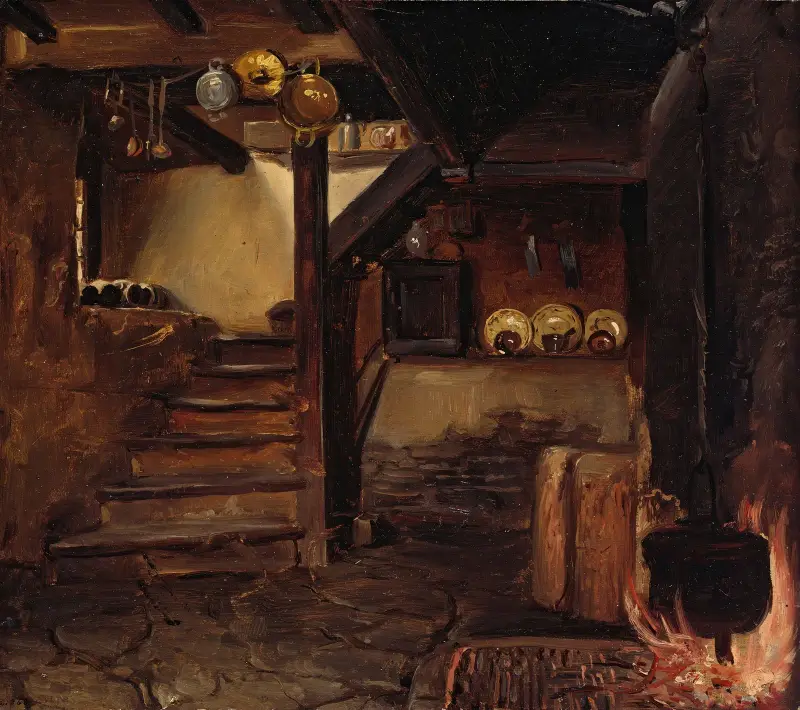 German Kitchen av Adolph Tidemand