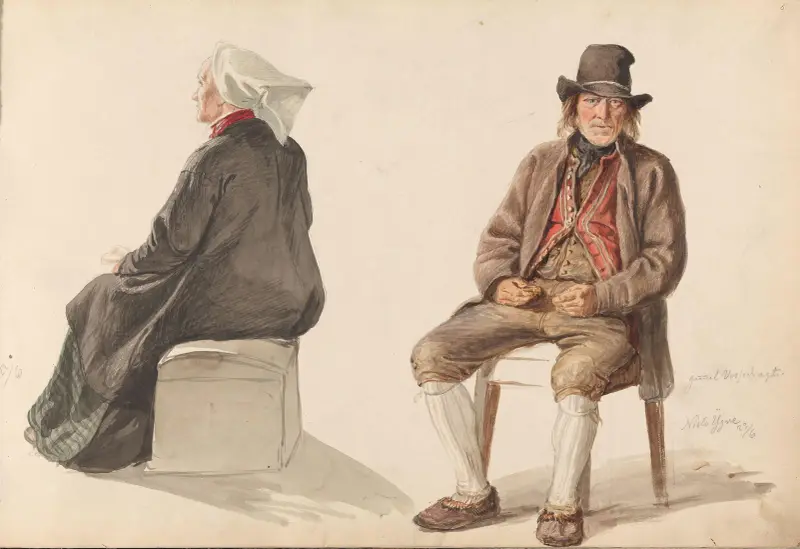 Guro Vossebakken; Nils Ygre av Adolph Tidemand