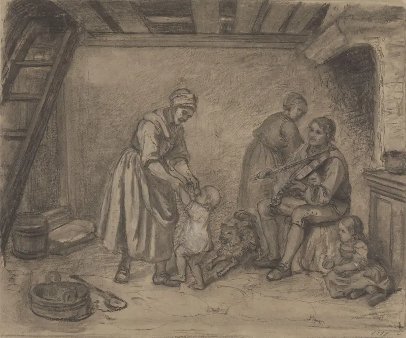 Huslig scene på landet av Adolph Tidemand