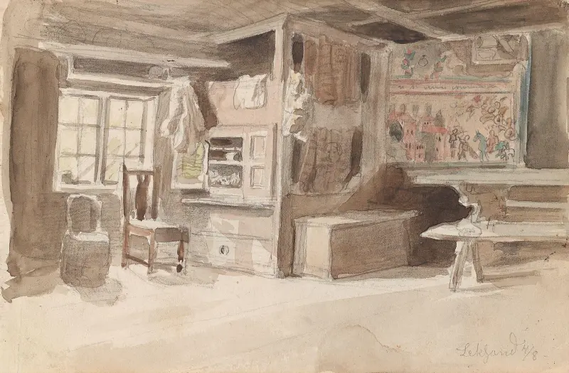 Interieur, Leksand von Adolph Tidemand