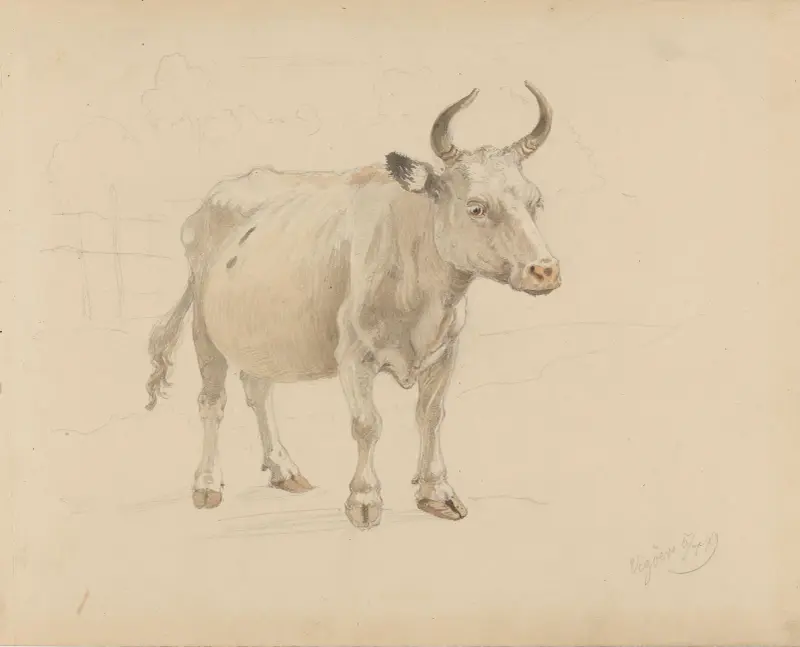 Ku med horn av Adolph Tidemand