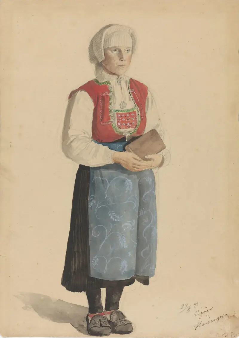 Kvinna i bunad, Vikøy av Adolph Tidemand