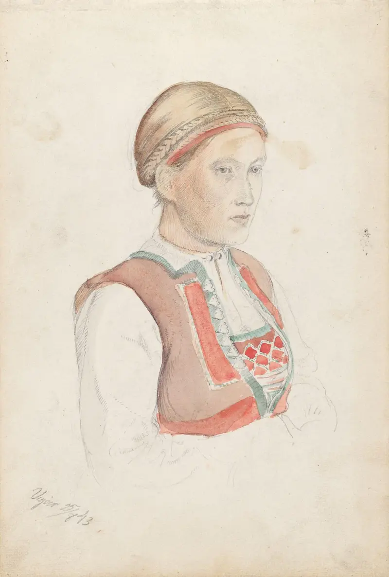 Kvinna i halvfigur, Vikøy av Adolph Tidemand
