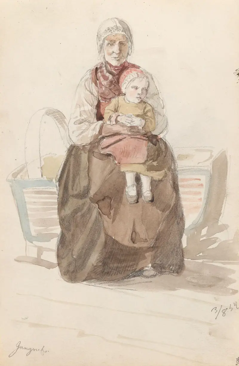 Kvinne med barn, Gagnef av Adolph Tidemand