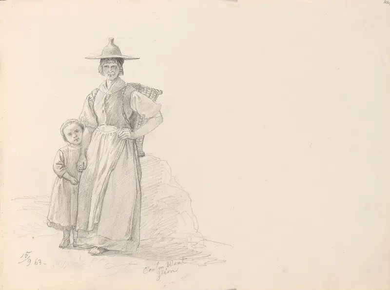 Kvinne og barn, Glion av Adolph Tidemand