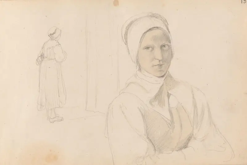 Kvinna; kvinna (porträtt) av Adolph Tidemand