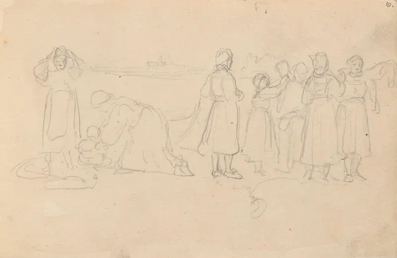 Kvinnor på stranden av Adolph Tidemand