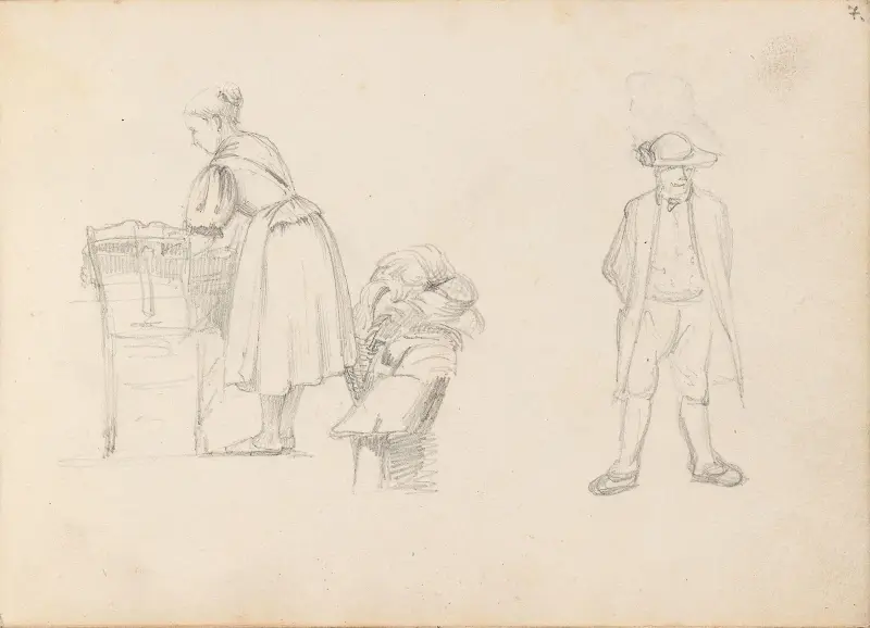 Wäsche; stehende menschliche Figur von Adolph Tidemand