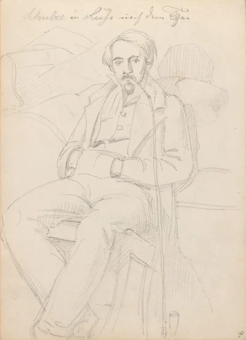 Male portrait with long pipe (Probably 1838 or 1839) av Adolph Tidemand