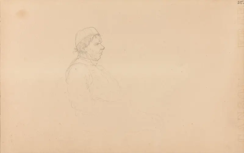 Mannsfigur i profil av Adolph Tidemand