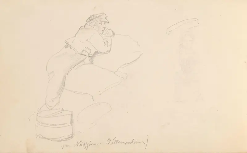 Mannsfigur, Norsjø i Telemark av Adolph Tidemand