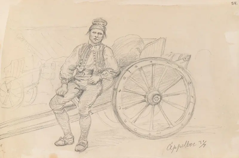Mansfigur och kärra, Äppelbo av Adolph Tidemand