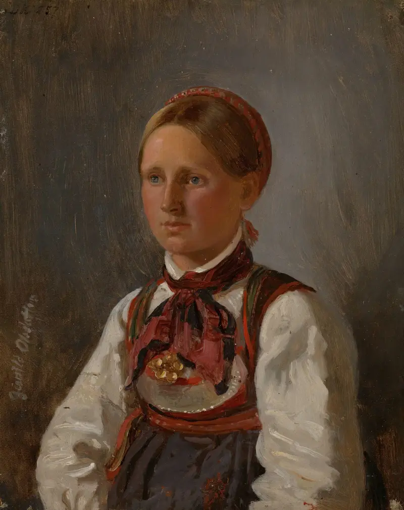Porträtt av Gunild Olsdatter från Tinn av Adolph Tidemand