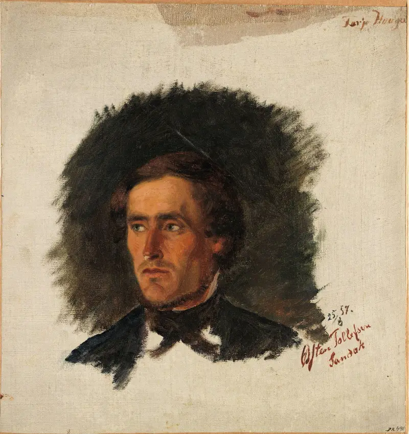 Portrait of the Farmer Østen Tollefsen from Sandaak av Adolph Tidemand