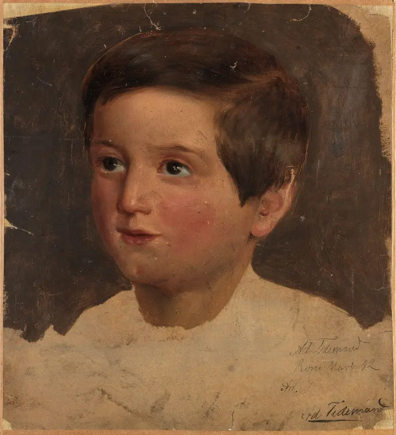 Portrait Study of a Boy av Adolph Tidemand