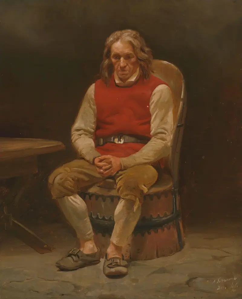 Sittande bonde, studie till Haugianerne av Adolph Tidemand