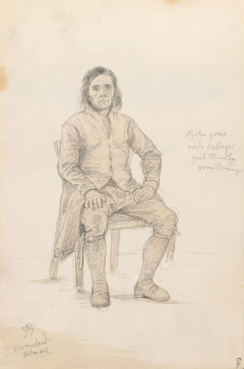 Sittende mann, Likenäs av Adolph Tidemand
