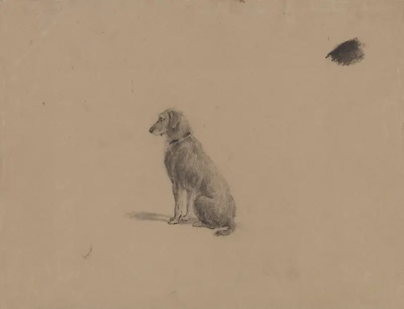 Sitting dog av Adolph Tidemand