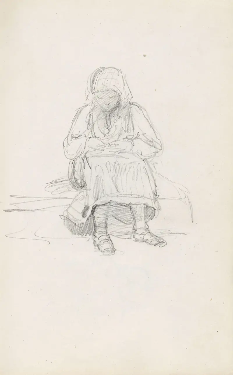 Sittande kvinnofigur av Adolph Tidemand