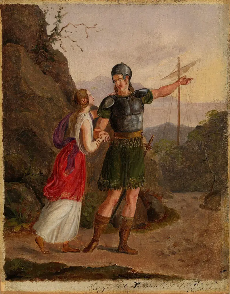 Sketch for The Departure of Fridtjof av Adolph Tidemand