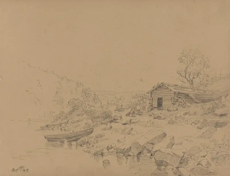 Strandparti, Magooset av Adolph Tidemand
