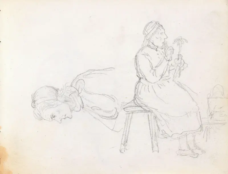 Studier av eldre kvinne av Adolph Tidemand
