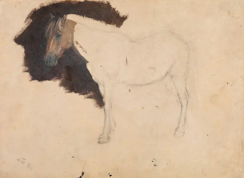 Studie av en häst av Adolph Tidemand