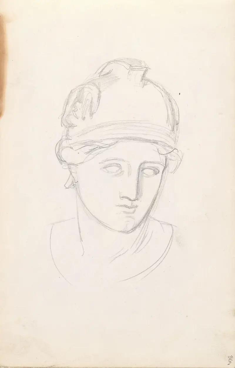 Study of sculpture head av Adolph Tidemand