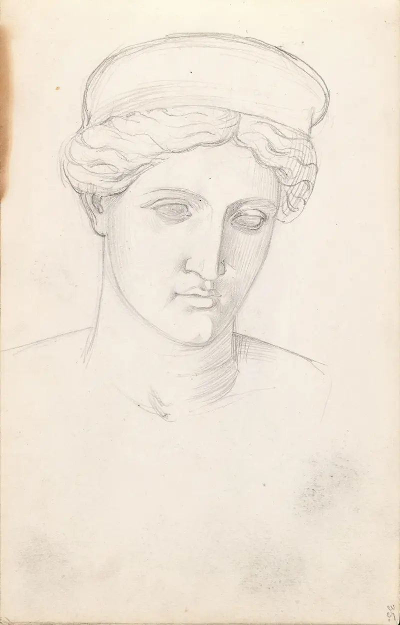 Studie av skulpturhuvud (troligen 1842 eller 1843) av Adolph Tidemand