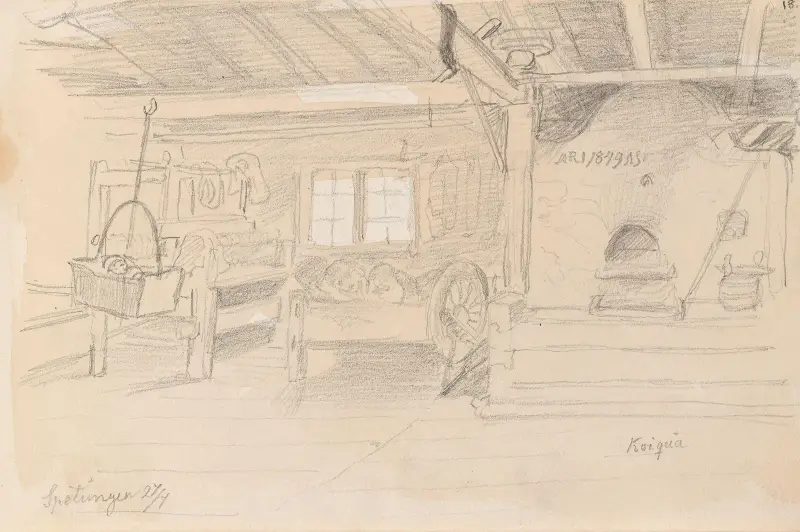 Stuginteriör, Spättungen av Adolph Tidemand