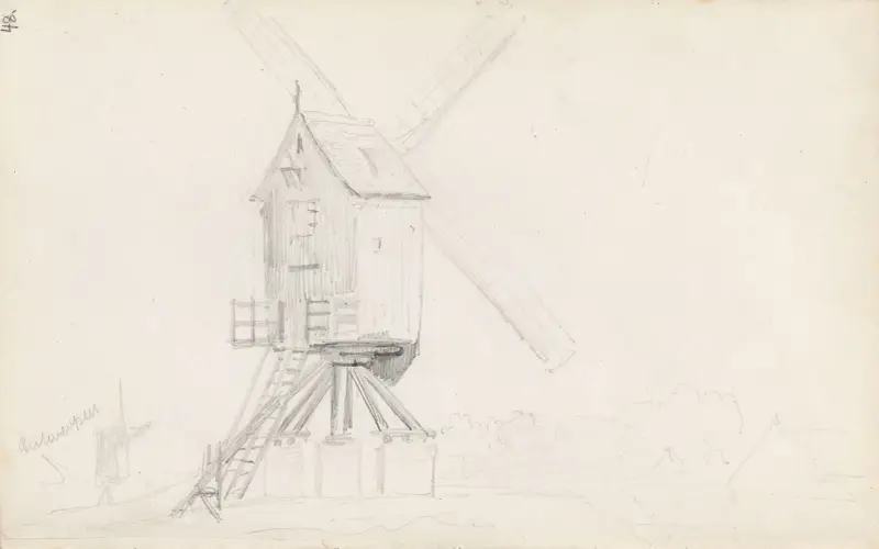 Vindmølle, Antwerpen av Adolph Tidemand