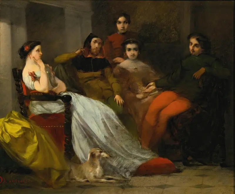Gespräch nach dem Essen von Adolphe Monticelli