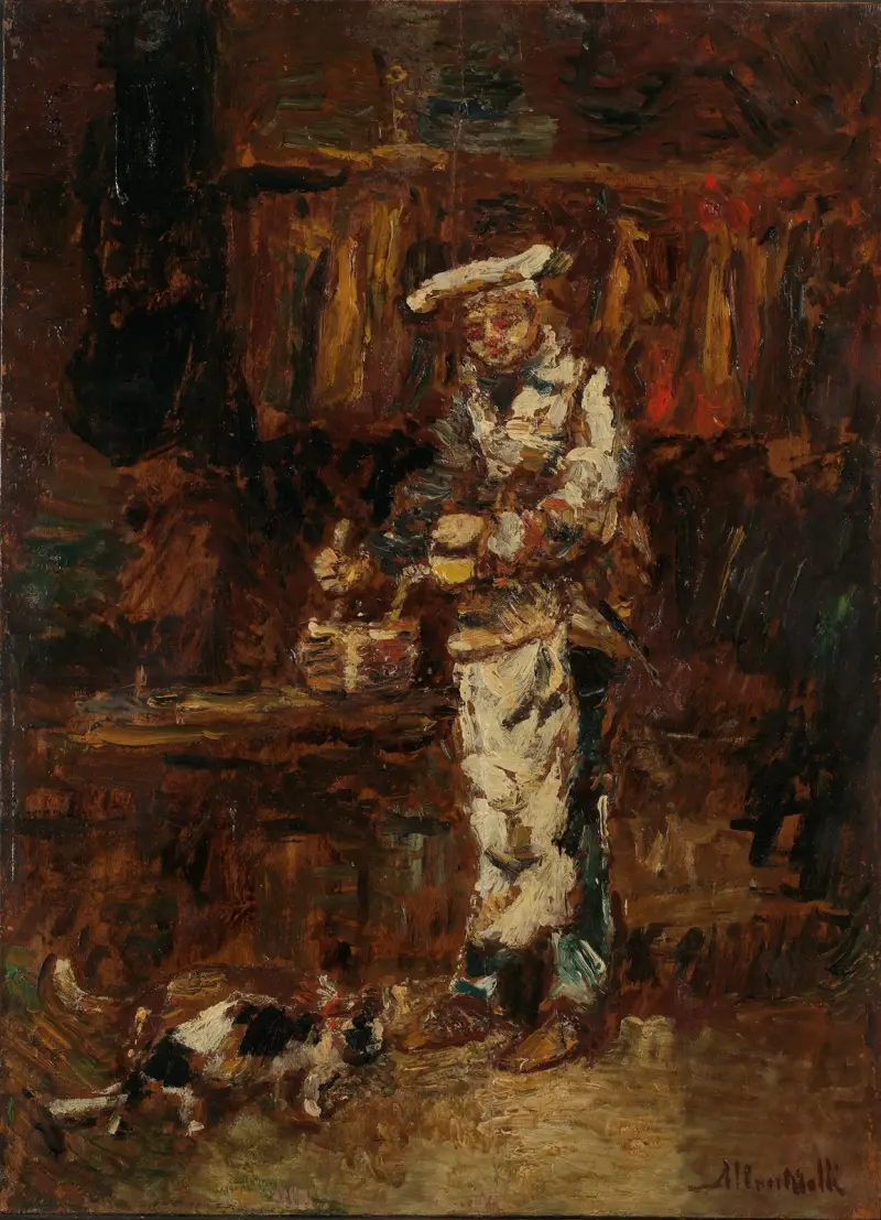 Detail study for ‘La Rottisserie des deux Paons’ av Adolphe Monticelli