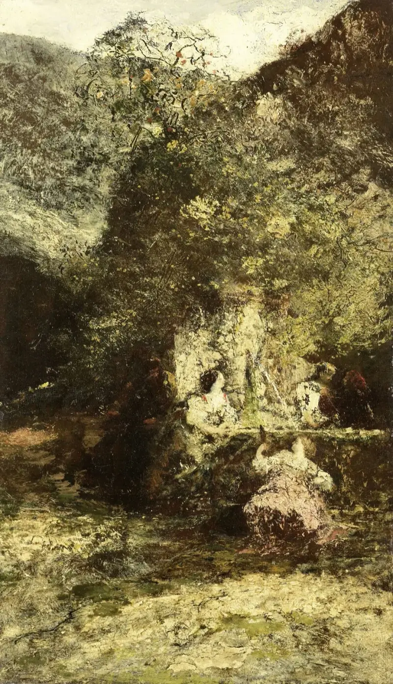 Figurer vid en fontän av Adolphe Monticelli
