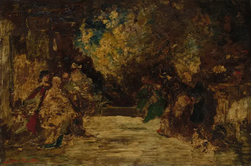 Figures on a Terrace (not dated) av Adolphe Monticelli