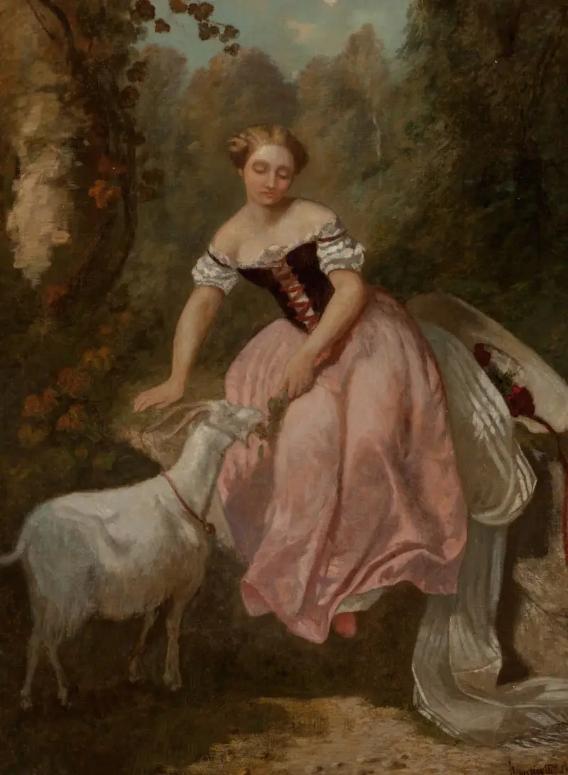 Flickan med geten av Adolphe Monticelli