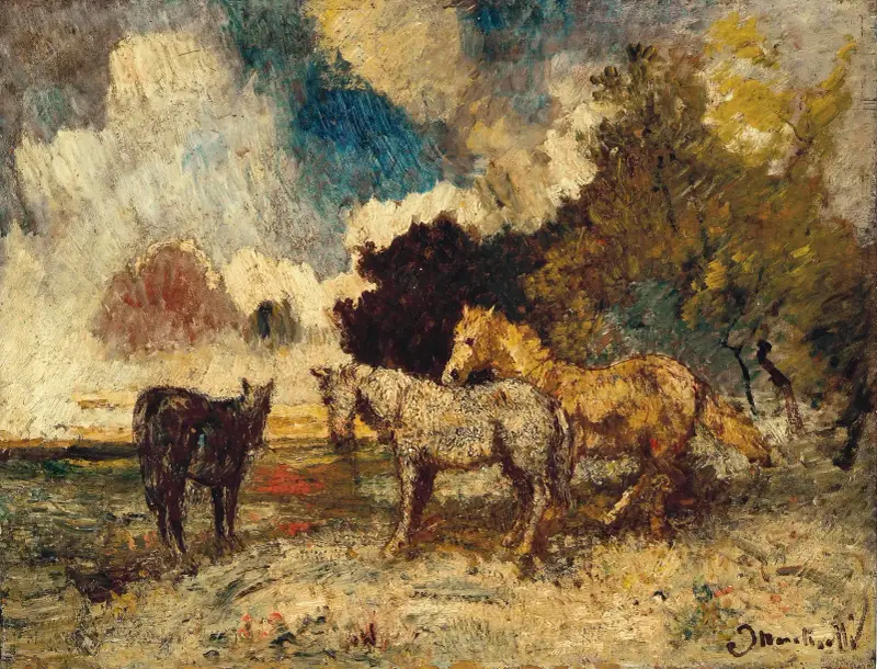 De tre hästarna av Adolphe Monticelli