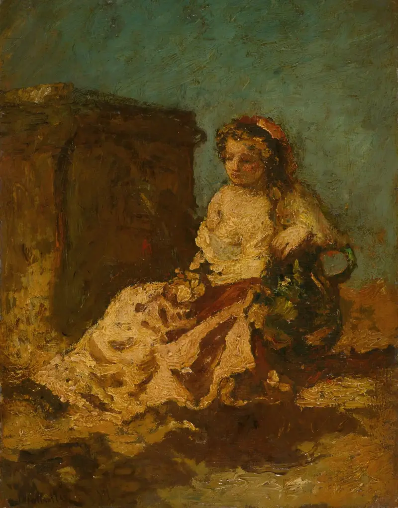 Meditation (Sitzende Frau) von Adolphe Monticelli