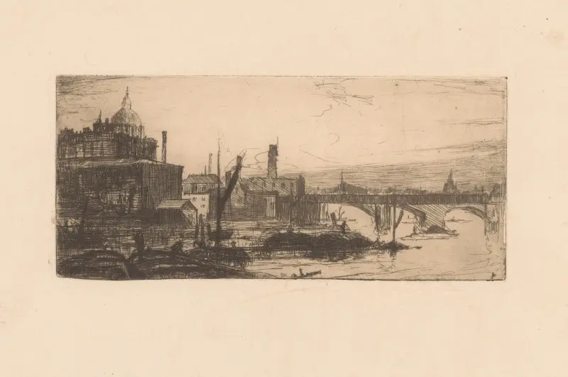 Bro över Themsen i London av Willem Adrianus Grondhout