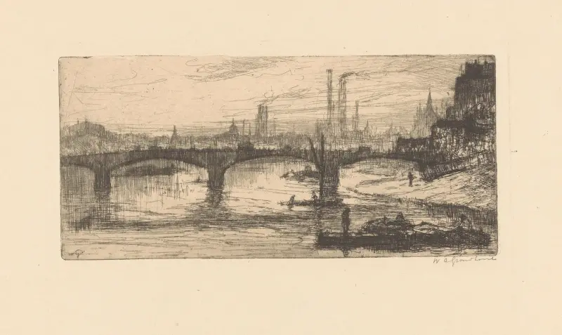 Bro över Themsen i London av Willem Adrianus Grondhout